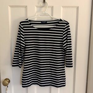 Saint James marinière. 3/4 sleeve navy with white stripes. Size US 10